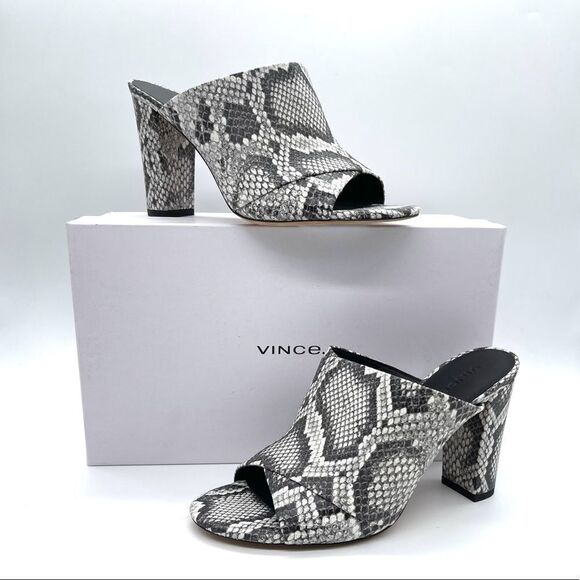 Vince Shoes - VINCE Heath-B Sahara Leather Mule Sandals Snake Skin NWT/NIB
